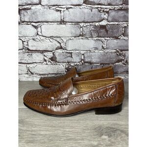 Brass Boot Brown Leather Basket Weave Loafers Dress Shoes Men’s Sz 10M US/43EU